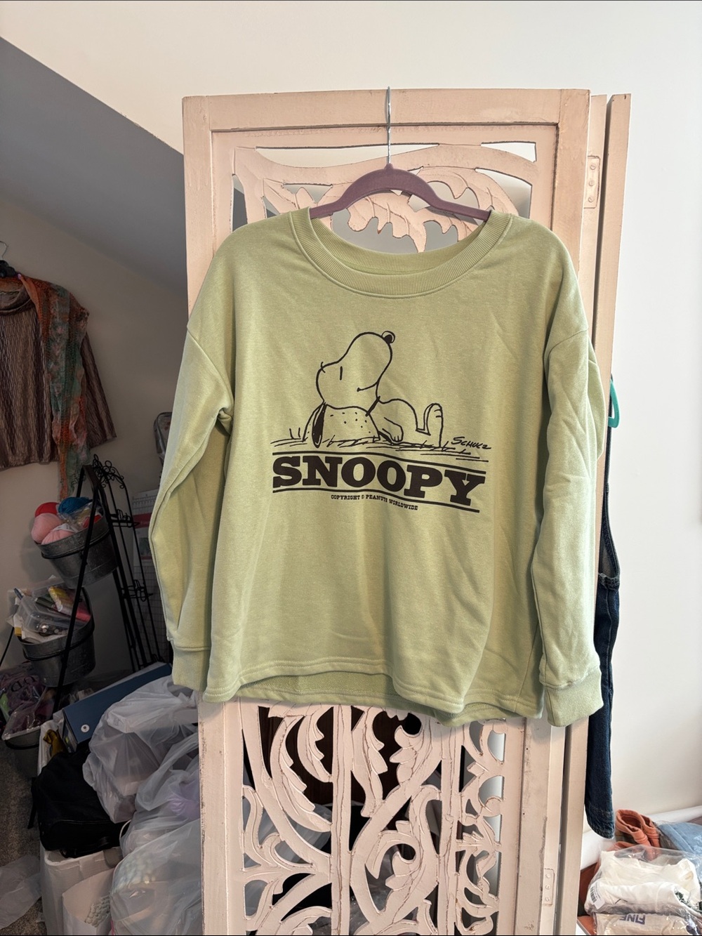 Peanuts Olive Green Snoopy Long Sleeve Tee